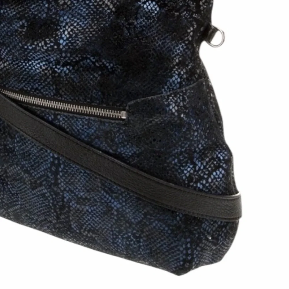 Foley+Corrina Suede Top Handle Bag in Cobalt Snakeskin Print Disco City Bag - Picture 7 of 8